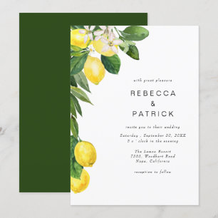 Yellow Lemon Grove Elegant Wedding Invitation