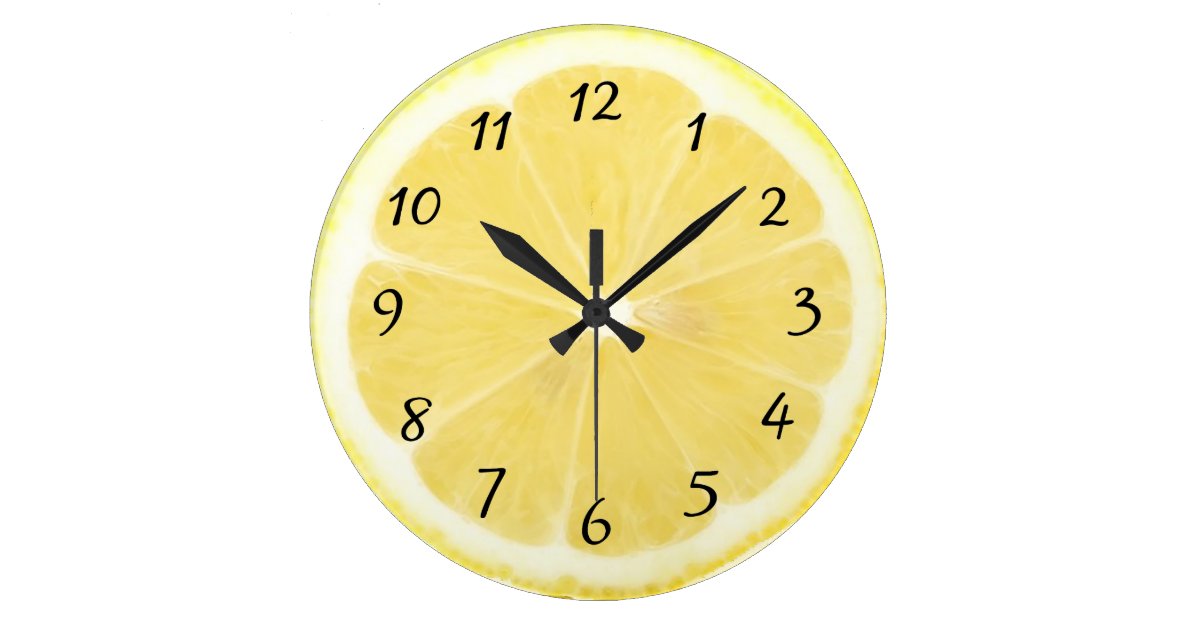 Yellow Lemon Kitchen Clock Zazzle.co.uk