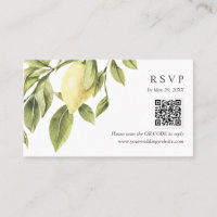Yellow Lemon leaves Wedding RSVP Online QR CODE