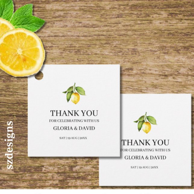 Yellow Lemon Modern Wedding Favour Tags (Creator Uploaded)