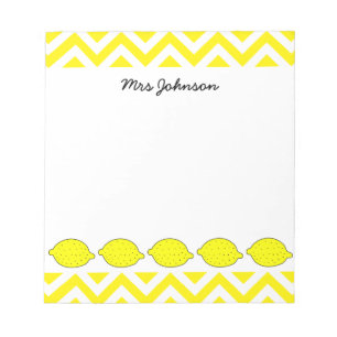 Yellow lemon notepad for teacher   Personalised