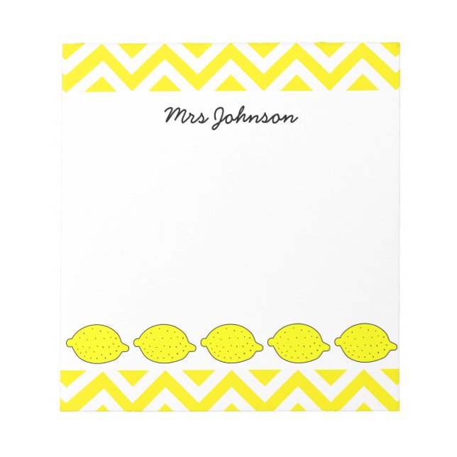 Yellow lemon notepad for teacher | Personalised (Front)
