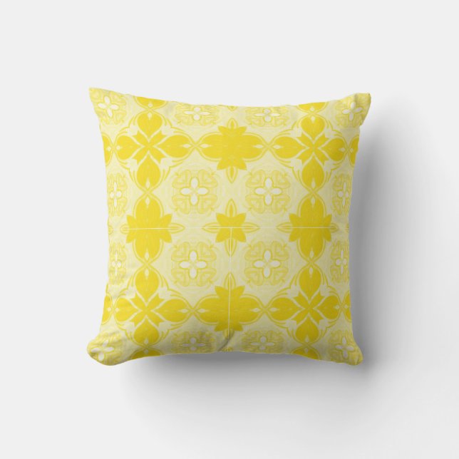 Yellow Lemon Ornamental, Decorative, Pattern Cushion (Front)