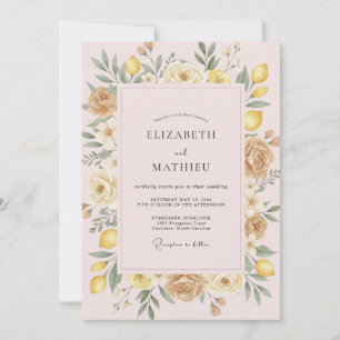 Yellow Lemon Painted Wedding Invitation