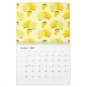Yellow Lemon Pattern Calendar