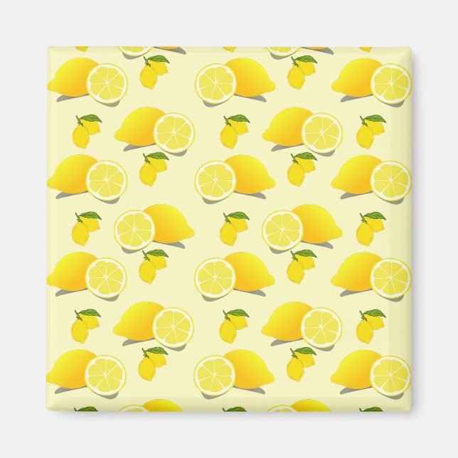 Yellow Lemon Pattern  Magnet (Front)