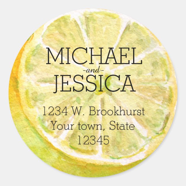 Yellow Lemon Personalised  Classic Round Sticker (Front)