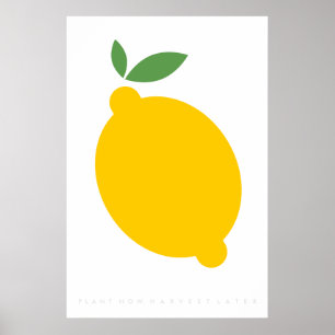 Yellow Lemon Retro Poster 60's 70's Quote
