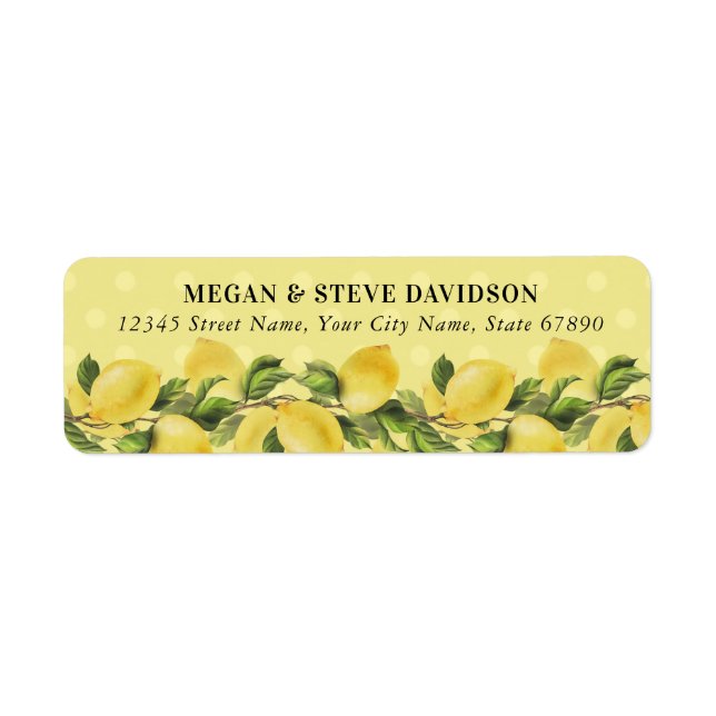 Yellow Lemon Return Address Labels (Front)