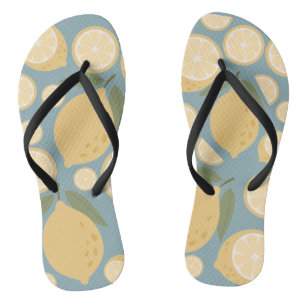 Yellow Lemon Seamless Pattern Flip Flops