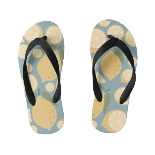 Yellow Lemon Seamless Pattern Kid's Flip Flops