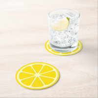 Yellow Lemon Slice Summer Party Paper Coaster