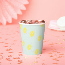 Yellow lemon slices on blue