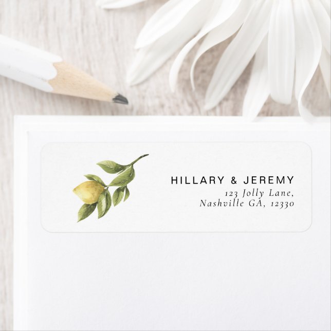 Yellow Lemon Sorrento Bridal Shower Return Address (Insitu)
