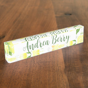 Yellow Lemon Teacher Desk Name Plate