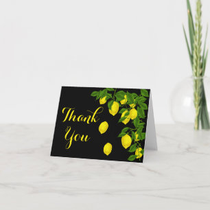 Yellow Lemon Thank You Green Black Wedding Card