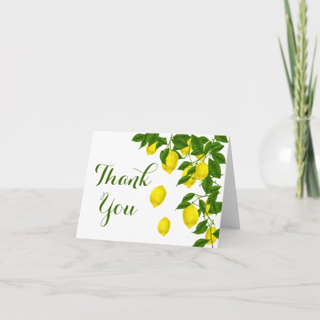 Yellow Lemon Thank You Green Citrus Wedding (Front)
