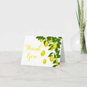 Yellow Lemon Thank You Green Citrus Wedding Card
