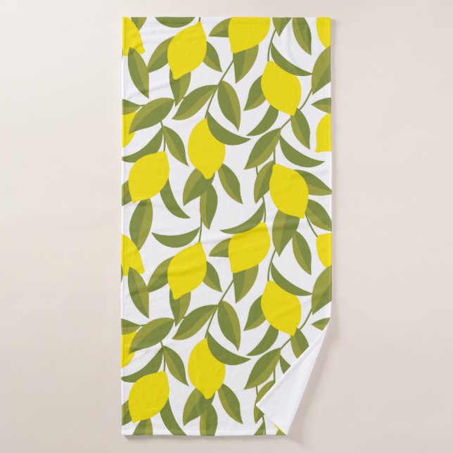 Yellow lemon tree seamless pattern bath towel (Bath Towel)