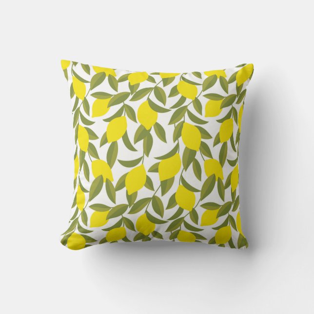 Yellow lemon tree seamless pattern cushion (Front)