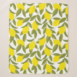 Yellow lemon tree seamless pattern sherpa blanket