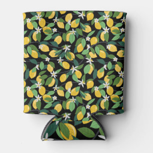 Yellow lemon tropical, seamless pattern. can cooler