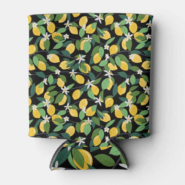 Yellow lemon tropical, seamless pattern. can cooler (Front)