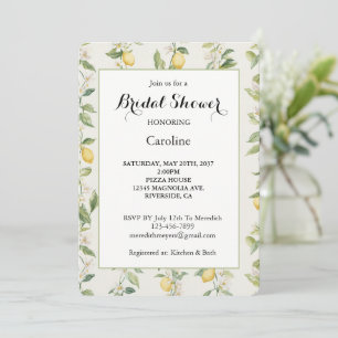 Yellow Lemon Vines Bridal Shower Invitation