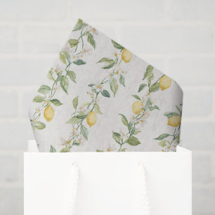 Yellow Lemon Vines Floral Bridal Shower Tissue Paper