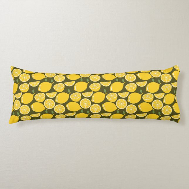 Yellow Lemon Wallpaper Pattern Summer Body Cushion (Front)