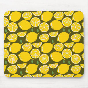 Yellow Lemon Wallpaper Pattern Summer Mouse Mat