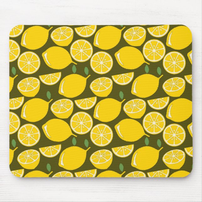 Yellow Lemon Wallpaper Pattern Summer Mouse Mat (Front)