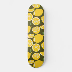 Yellow Lemon Wallpaper Pattern Summer Skateboard