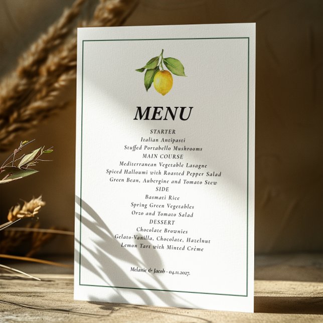 Yellow Lemon Wedding Menu  (Creator Uploaded)