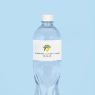 Yellow Lemon Wedding Water Bottle Label