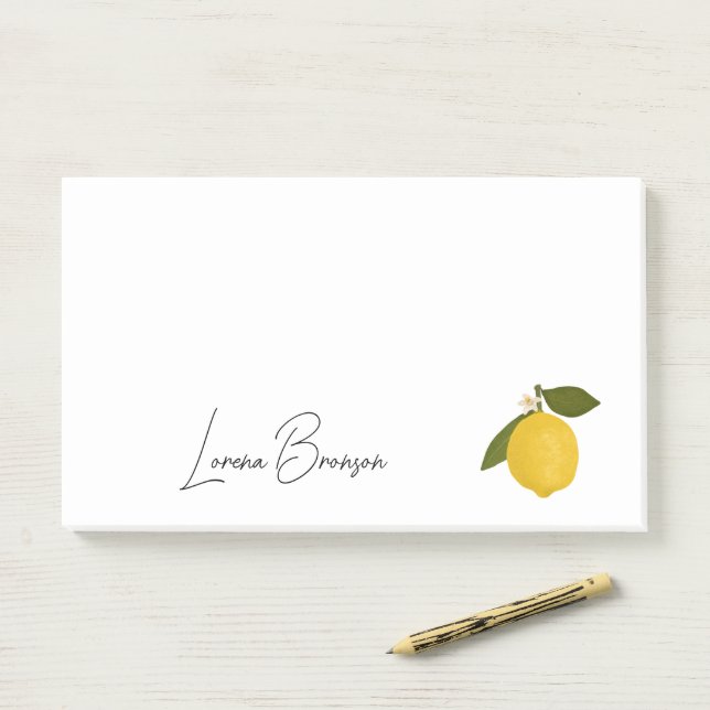 Yellow Lemon with Green Leaves | Fresh Citrus  Post-it Notes (On Desk)