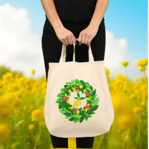 Yellow Lemon Wreath  Tote Bag