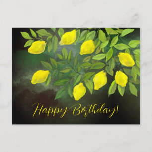 Yellow lemons and branches postcard