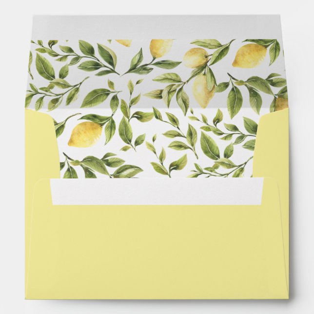Yellow Lemons and LEAVES Wedding  Preprinted Envelope (Back (Bottom))