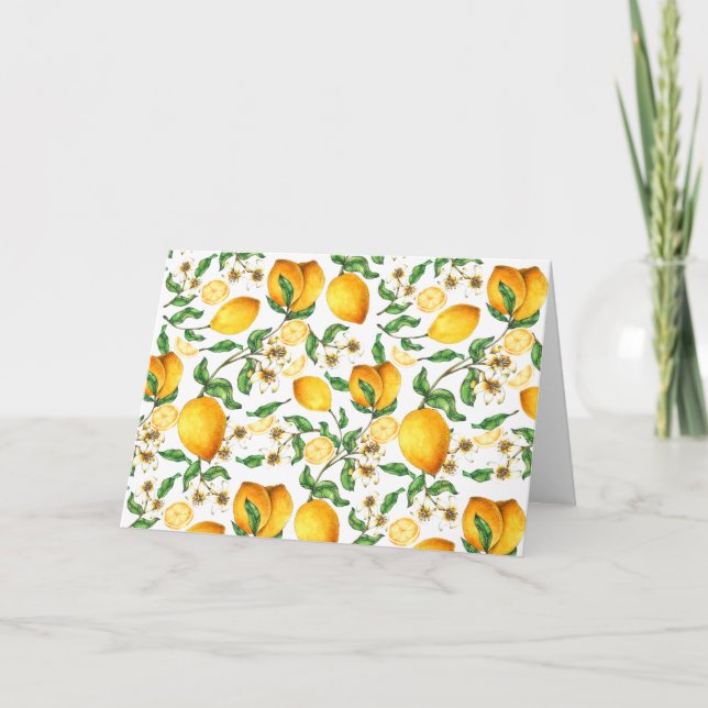 Yellow Lemons and Lemon Flowers Beautiful   Card (Front)