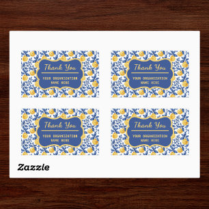 Yellow Lemons Blue Mediterranean Amalfi Thank You Rectangular Sticker