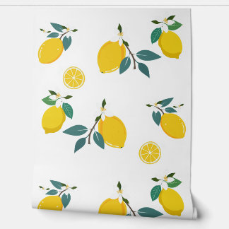 yellow lemons branches wallpaper