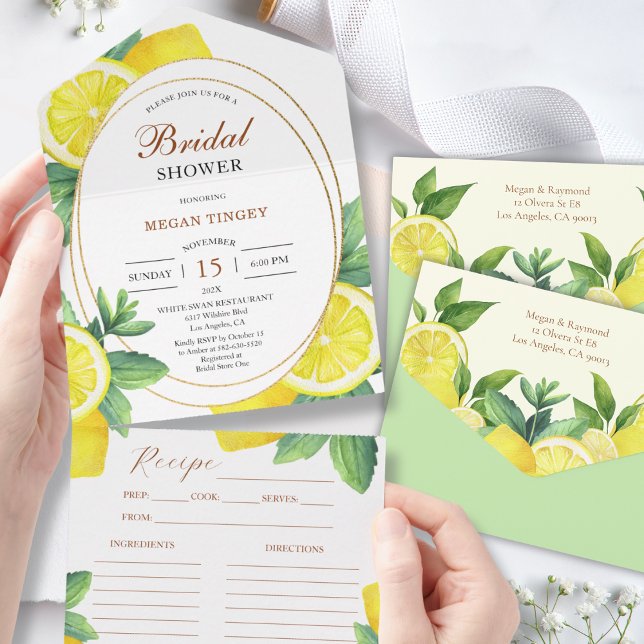 Yellow Lemons Bridal Shower Recipe  All In One Invitation (Creator Uploaded)