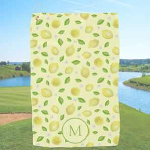 Yellow Lemons Custom Monogrammed Golf Towel