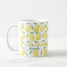 Yellow lemons Custom Name Mug