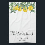 Yellow lemons Family Kitchen Custom Tea Towel<br><div class="desc">Add a special touch to your kitchen! This gorgeous Towel featuring watercolor lemons will add a marvellous touch of yellow and green.</div>