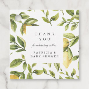 Yellow Lemons foliage chic Thank you Baby Shower Favour Tags