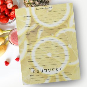 Yellow Lemons Food Journal - Simple Day Meal Diary Notepad