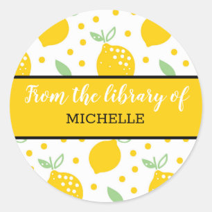 Yellow Lemons From The Library Of  Bookplate Classic Round Sticker
