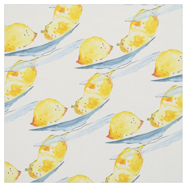 Yellow lemons fruit art fabric (Swatch)